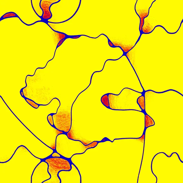 Абстрактний Ручний Безшовний Візерунок Випадковими Лініями Жовтому Тлі Ручна Графіка — стокове фото