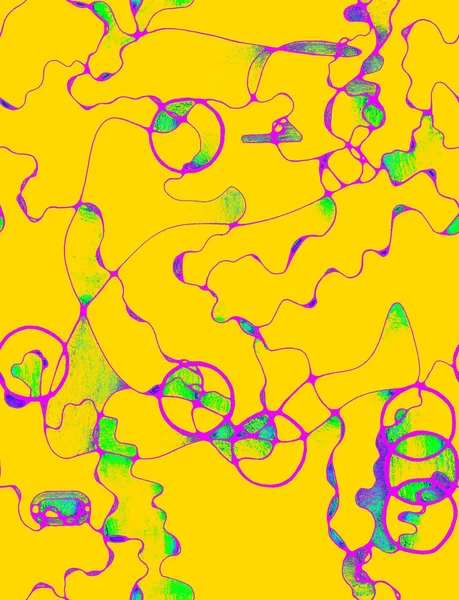 Безшовний Абстрактний Візерунок Концептуальне Зображення Нескінченних Барвистих Ліній Форм Жовтому — стокове фото