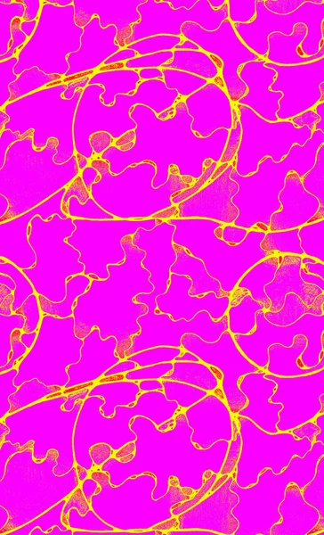 Saumaton Abstrakti Kuvio Piirretty Keltainen Piireissä Kaarevat Viivat Vastaan Violetti — kuvapankkivalokuva
