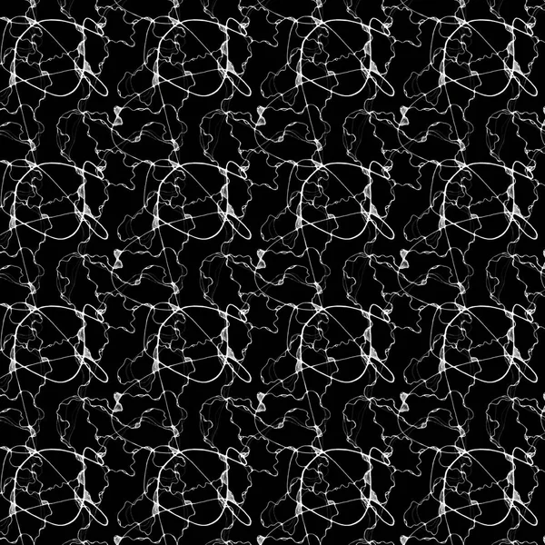 Abstract lines pattern. A concept picture of white endless lines and forms against a black background. Pencil drawing black and white. Manual graphics.