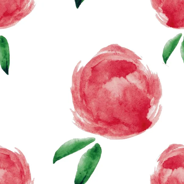 Floral μοτίβο με κόκκινο υδατογραφίες, ροζ παιώνιες. Για φόντα, υφάσματα, χαρτιά περιτυλίγματος, ευχετήριες κάρτες. Εικονογράφηση λουλουδιών — Φωτογραφία Αρχείου