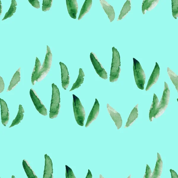 ペイントブラシ、植物要素とシームレスな抽象的なカラフルな水彩模様。葉を持つ手描きの植物の背景 — ストック写真