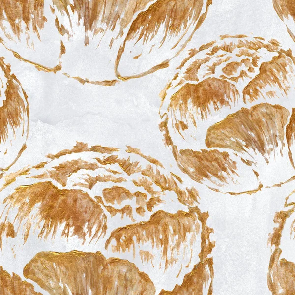 Nahtloses Muster mit Aquarell goldenen Pion, Blumen, Ornament, Linie. Floraler Hintergrund. — Stockfoto