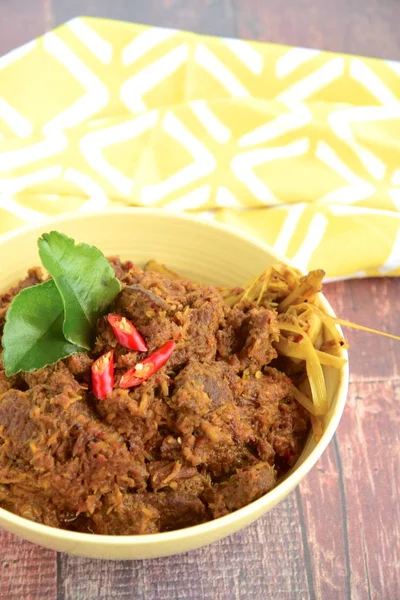 Rendang Plato Carne Picante Res Originaria Indonesia — Foto de Stock