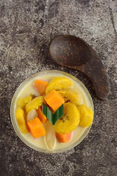 Kolak Pisang Ubi Indonesian Sweet Potato Banana Compote Popular Ramadan — Stock Photo, Image