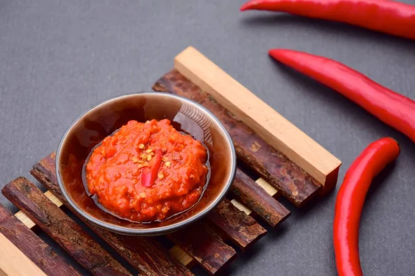 Sambal Traditionele Indonesische Chili Saus Plakken — Stockfoto