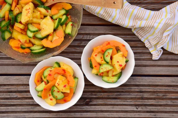 Asinan Bogor Preserved Tropical Fruits Mango Cucumber Papaya Pineapple Served —  Fotos de Stock