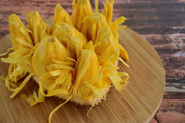 Ripe Jackfruit Nangka Seeds Wooden Board — Stock Photo, Image