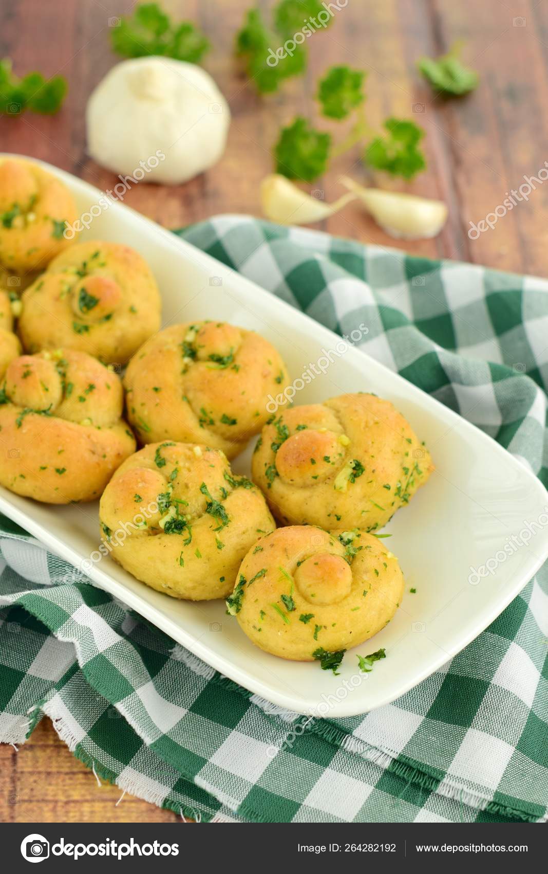 Garlic Knots Bread Garlic Herb Butter Sauce Stock Photo by ©widyastuti