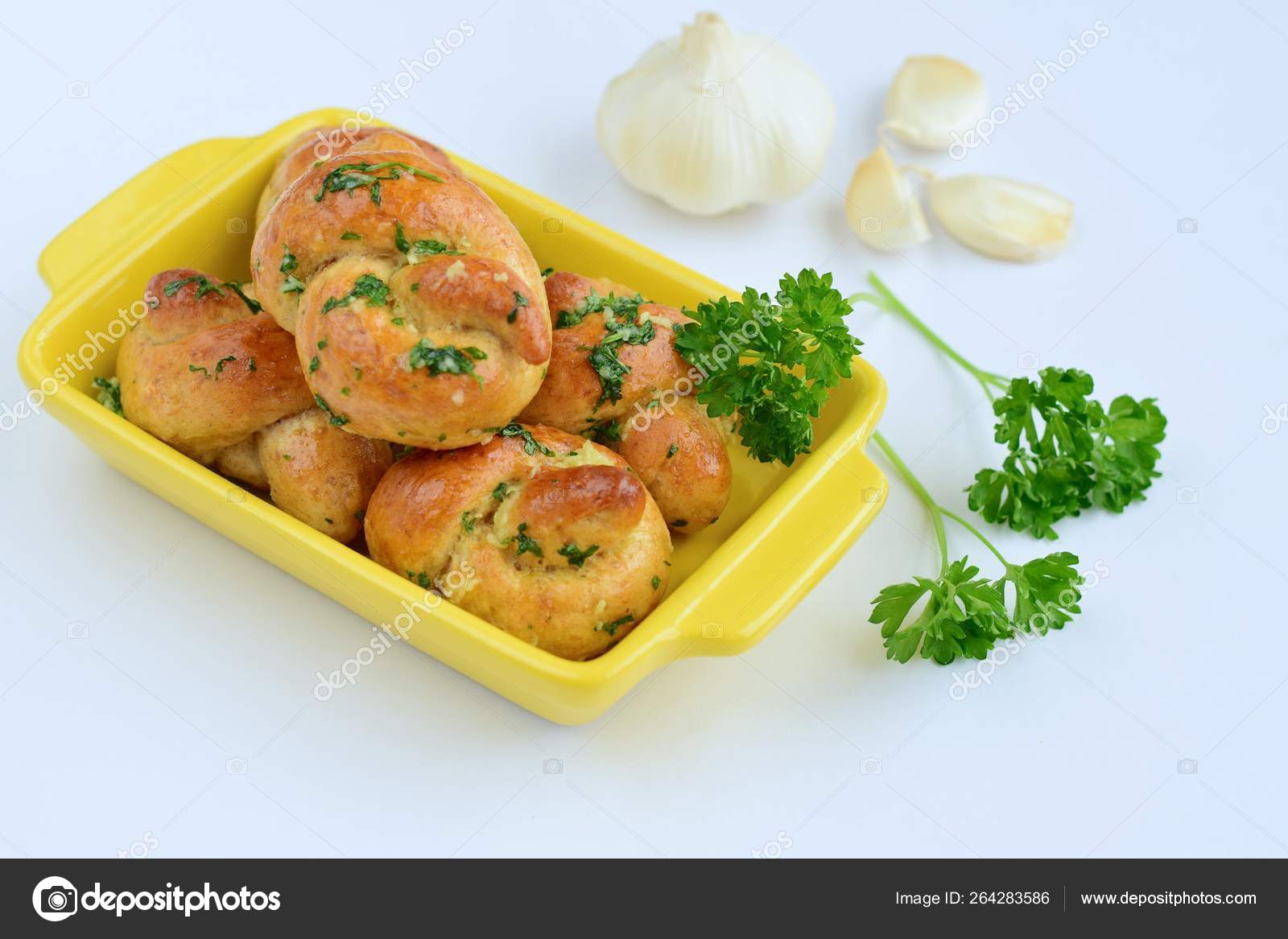 Garlic Knots Bread Garlic Herb Butter Sauce Stock Photo by ©widyastuti