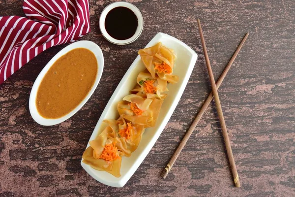 Siomay Indonesian Food Steamed Dumplings Peanut Sauce Thick Soy Sauce — Stock fotografie