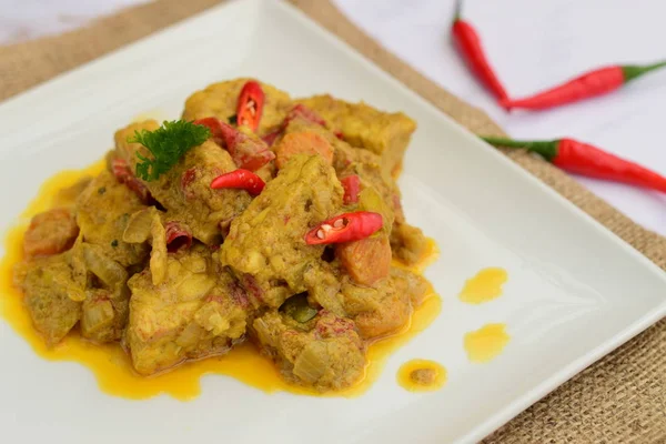 Spicy Tempeh Curry Carrot Cooked Coconut Milk Spices — Stockfoto