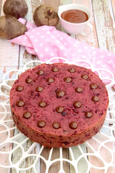 Безглютеновый Свекольный Торт Шоколадной Крошкой — стоковое фото