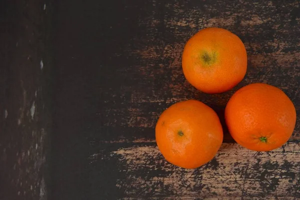 Fresh Organic Clementines Wooden Background — Fotografia de Stock