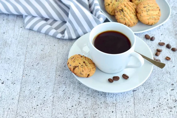 Xícara Café Com Biscoitos — Fotografia de Stock