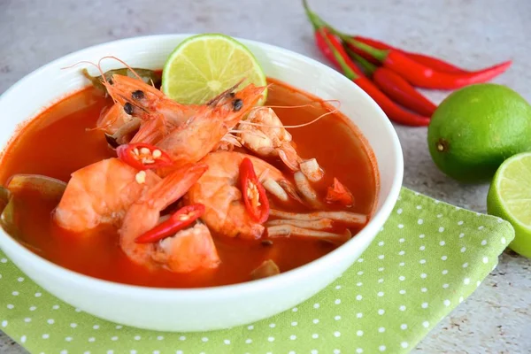 Tom Yam Soep Thaise Keuken Met Garnalen Stockfoto