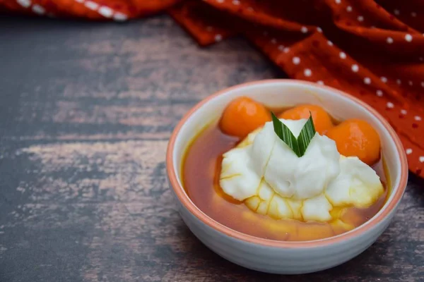 Bubur Sumsum Biji Salak Avena Harina Arroz Indonesia Con Bolas — Foto de Stock