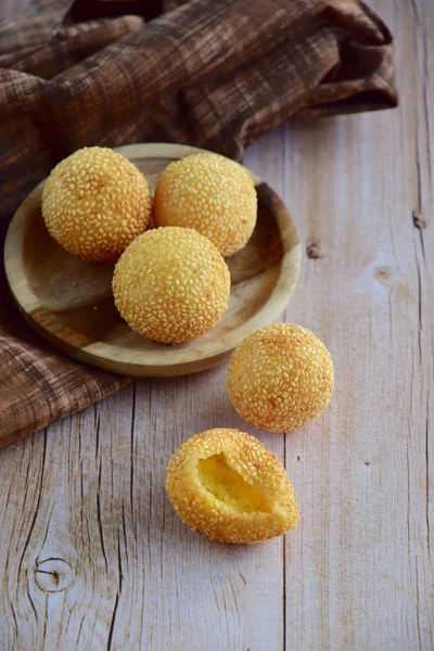 Sesame Seed Balls Onde Onde Indonesian Traditional Street Food Glutinous — Stock Photo, Image