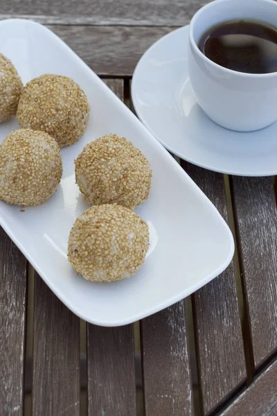 Sesame Seed Balls Onde Onde Indonesian Traditional Street Food Glutinous — Stock Photo, Image