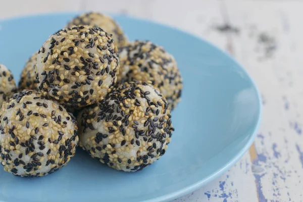 Sesame Seed Balls Onde Onde Indonesian Traditional Street Food Glutinous — Stock Photo, Image