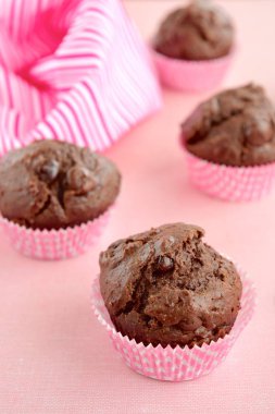 closeup of Baked Chocolate Muffins
