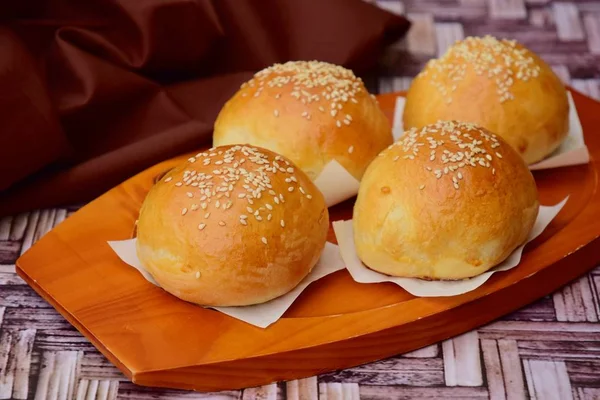 Pães Gergelim Cozidos Casa — Fotografia de Stock