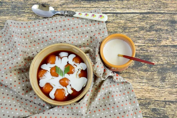 Indonesian Famous Dessert Biji Salak Bubur Candil Porridge Sweet Potato — Stock Photo, Image