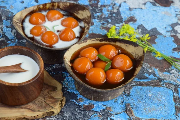 Indonesian Famous Dessert Biji Salak Bubur Candil Porridge Sweet Potato — Stock Photo, Image