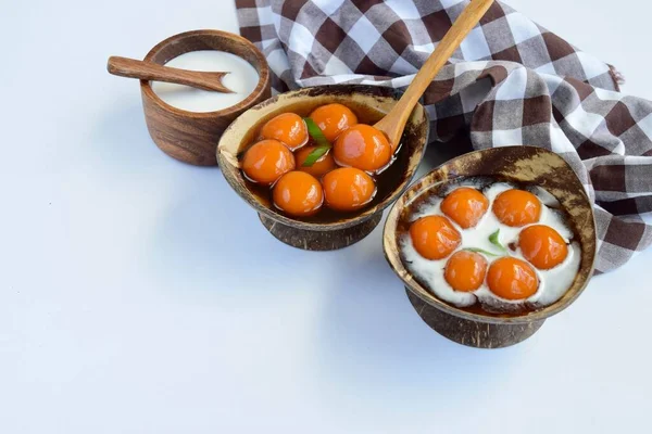 Indonesian Famous Dessert Biji Salak Bubur Candil Porridge Sweet Potato — Stock Photo, Image