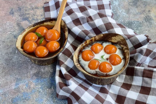 Indonesian Famous Dessert Biji Salak Bubur Candil Porridge Sweet Potato — Stock Photo, Image