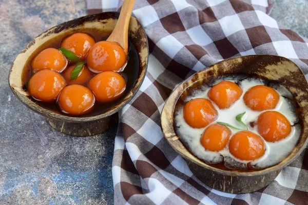 Indonesian Famous Dessert Biji Salak Bubur Candil Porridge Sweet Potato — Stock Photo, Image