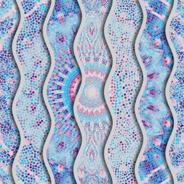 Kabartma dalgalar dekoratif mozaik döşeme desenleri