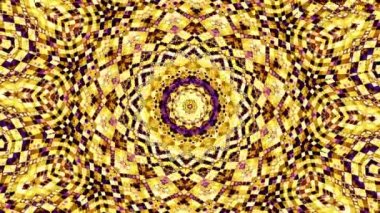 Süs vintage mozaik arka plan dönüştürme. Yuvarlak sarı mandala desen. Sorunsuz döngü görüntüleri.