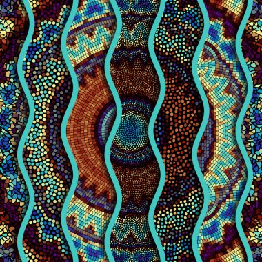 Kabartma dalgalar dekoratif mozaik döşeme desenleri