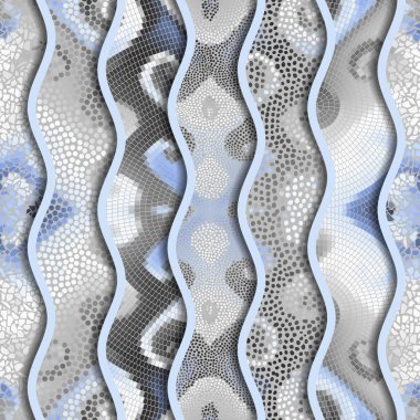 Kabartma dalgalar dekoratif mozaik döşeme desenleri