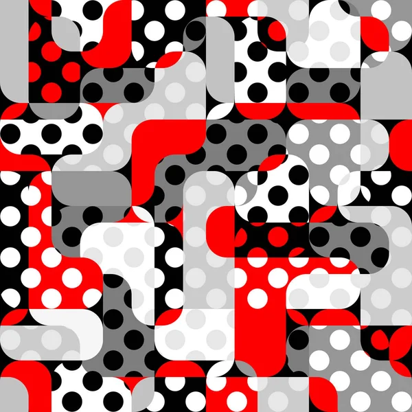 Klassieke polka dot patroon in een lappendeken collage stijl. — Stockvector