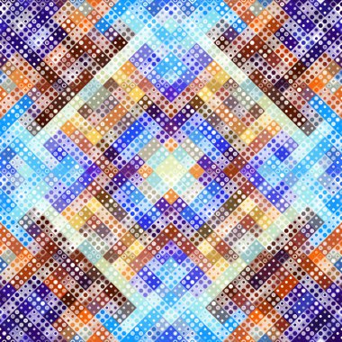 Geometrik soyut desen. Polka Noktalı desene düşük poli arka plan üzerinde.