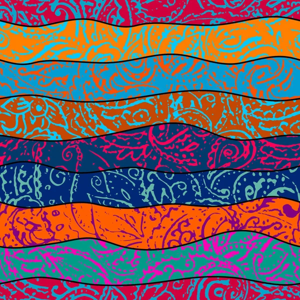 Grunge patrón paisley en collage estilo patchwork . — Vector de stock