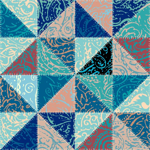 Grunge patrón paisley en collage estilo patchwork . — Vector de stock