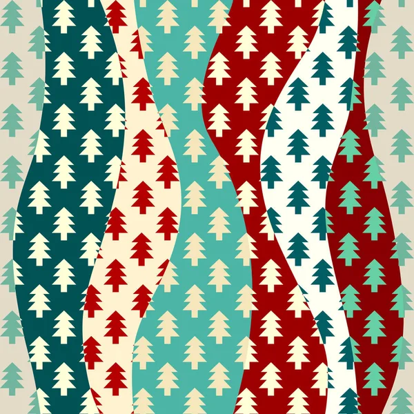 Christmas trees seamless pattern in a patchwork style. — Stock Vector