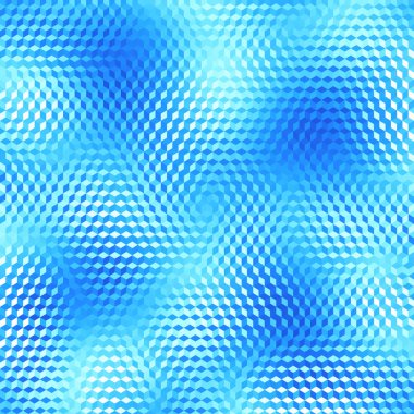 Arka plan bulanık. Düşük poli tarzda geometrik soyut desen. Bir cam etkisi. Küçük küpler. Vektör görüntü.