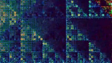 Eserler codec ile soyut hızlı titreşen doku. Döngü video girişim görüntüleri. Titreşen hızlı grunge öğeleri.