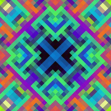Geometrik soyut simetrik desen piksel sanat tarzı.