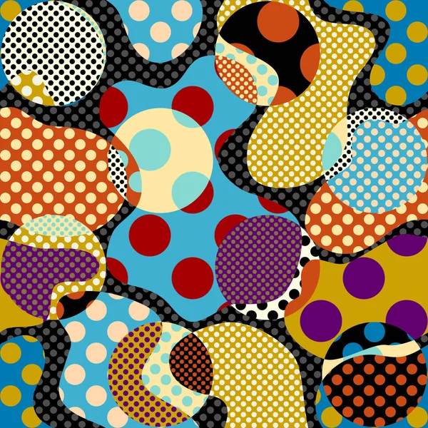 Klasycznym polka dot wzór w stylu patchwork kolaż. — Wektor stockowy