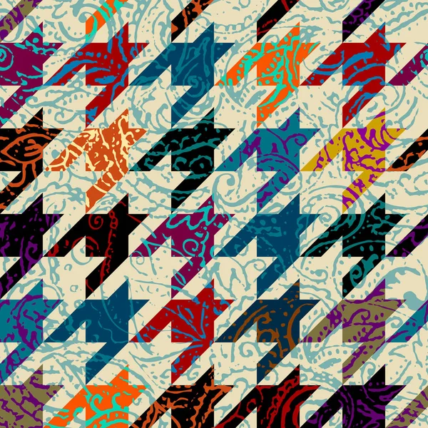 Grunge Paisley-Muster im Collage-Patchwork-Stil. — Stockvektor