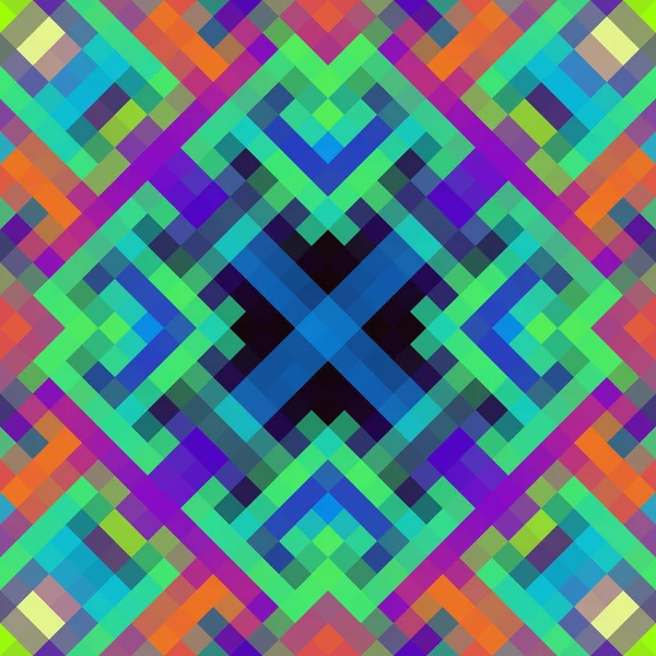 Modello geometrico astratto simmetrico in stile pixel art . — Vettoriale Stock