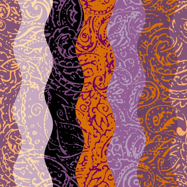Grunge paisley mönster i collage patchwork stil. — Stock vektor
