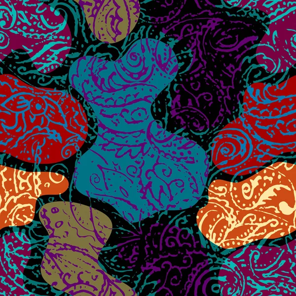 Grunge paisley vzor ve stylu patchwork koláž. — Stockový vektor