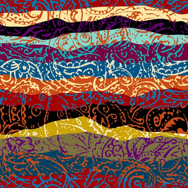 Grunge motif paisley en collage patchwork style . — Image vectorielle