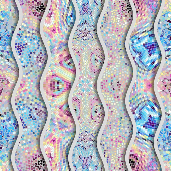 Lättnad vågor av dekorativa mosaik kakel mönster — Stock vektor